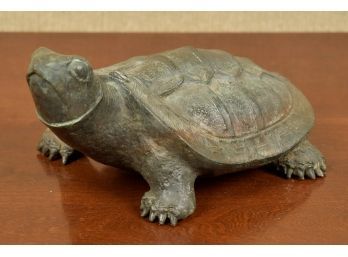 A contemporary bronze turtle sculpture,