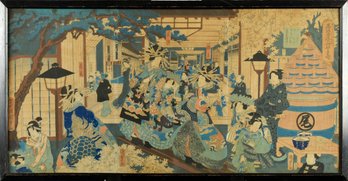 An antique Japanese triptych woodblock 3059e3