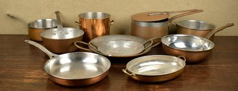 Eleven pieces of vintage copper