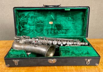 A vintage nickel plated saxophone 305a63