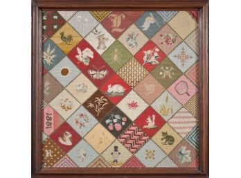 19th C patchwork needlework depicting 305aab