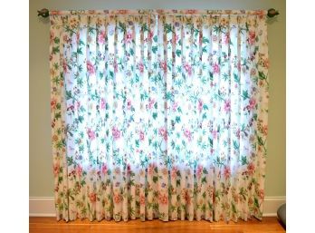 Pair of silk floral curtains pinch 305ab2