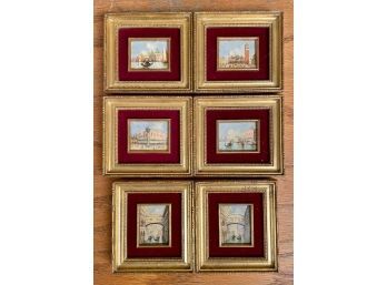 Six vintage miniature oils scenes 305bb3