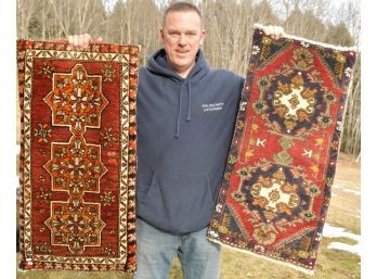 Two vintage Oriental rug pillows