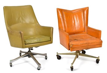 Two vintage mid-century leather