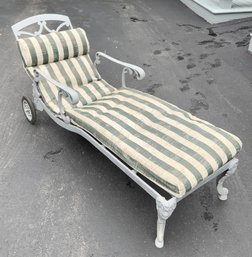 Vintage grey painted metal chaise lounge