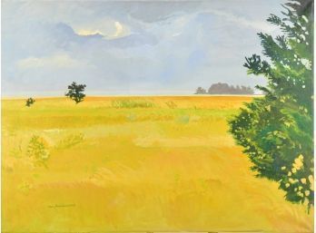 An unframed contemporary, marsh landscape