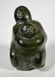 Large Inuit green and black soapstone