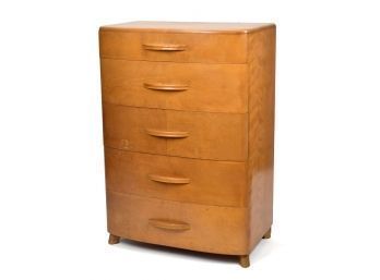A vintage maple five drawer chest,