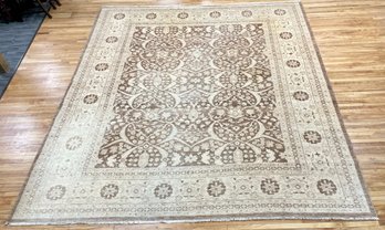 Contemporary wool rug in tans and