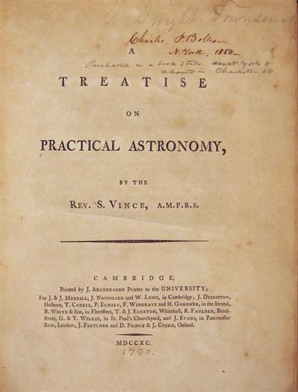 1 vol.  Vince, S(amuel). A Treatise