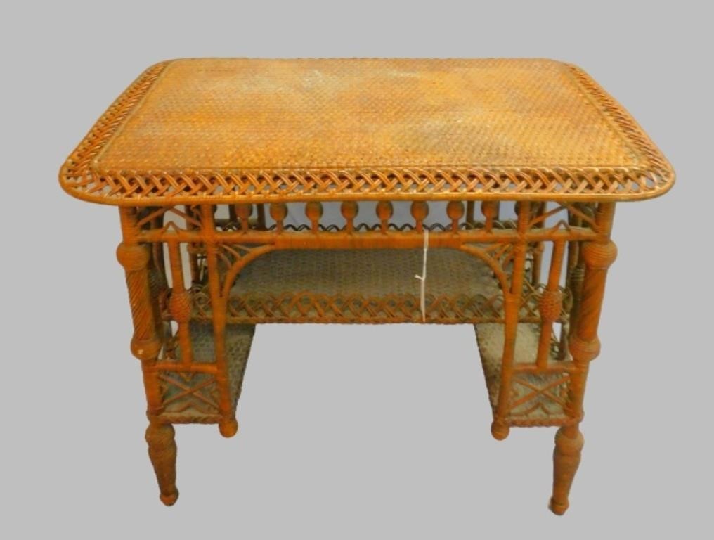 VICTORIAN WICKER TABLE, CA. 1890,