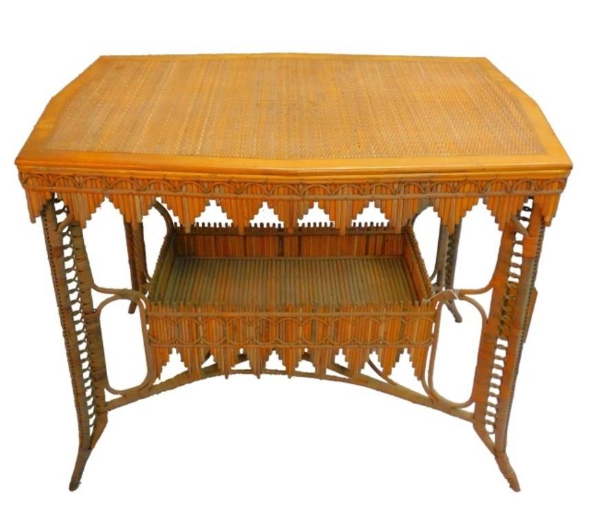 EARLY VICTORIAN WICKER PARLOR TABLE  30381d