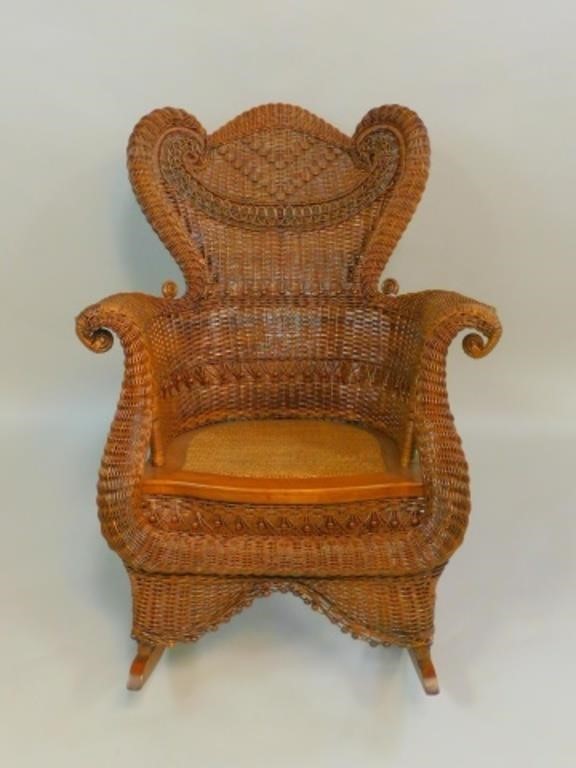 VICTORIAN WICKER GENTLEMAN'S ROCKER,