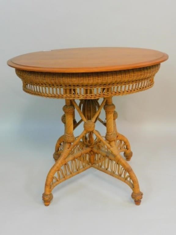 VICTORIAN WICKER LAMP TABLE, OVAL