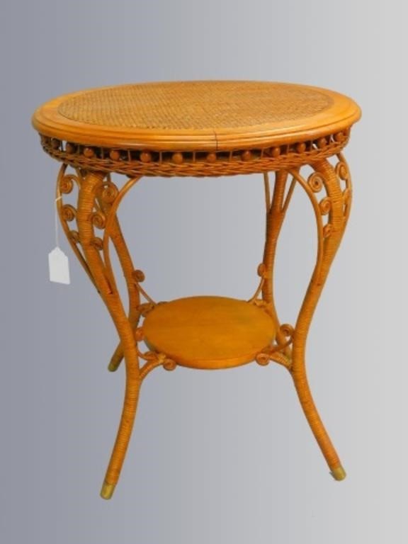 VICTORIAN WICKER LAMP TABLE, CA. 1890.