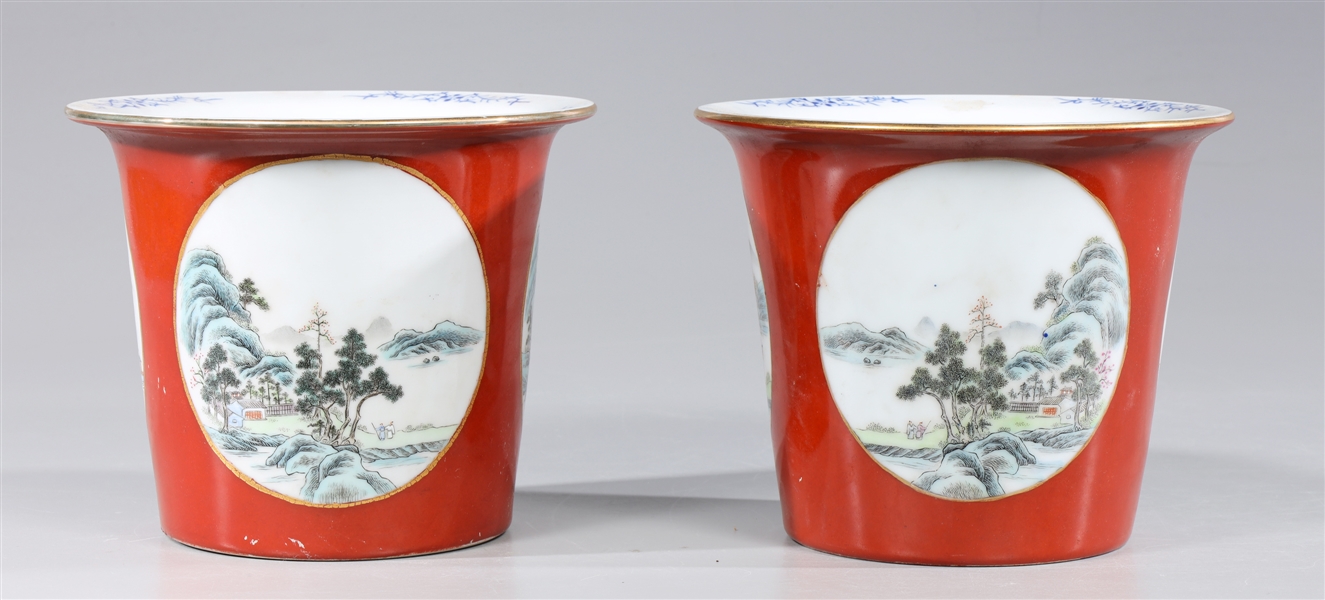 Pair of Chinese porcelain flower