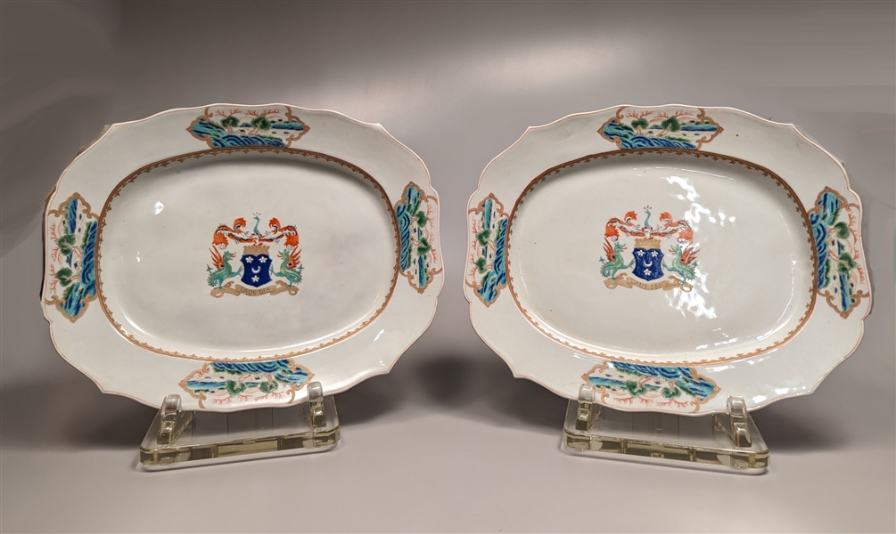 Pair of large, Chinese Export enameled