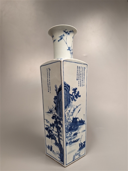 Tall Chinese Kangxi-style underglazed