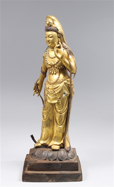 Chinese gilt bronze figure of standing 30391d