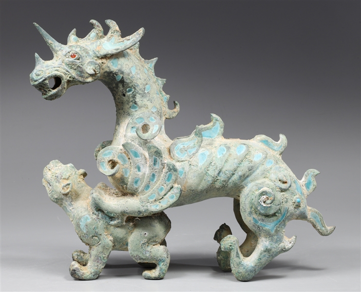 Large Chinese bronze mythological