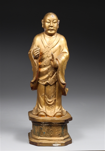 Carved Chinese monk in gilt lacquer 30395d