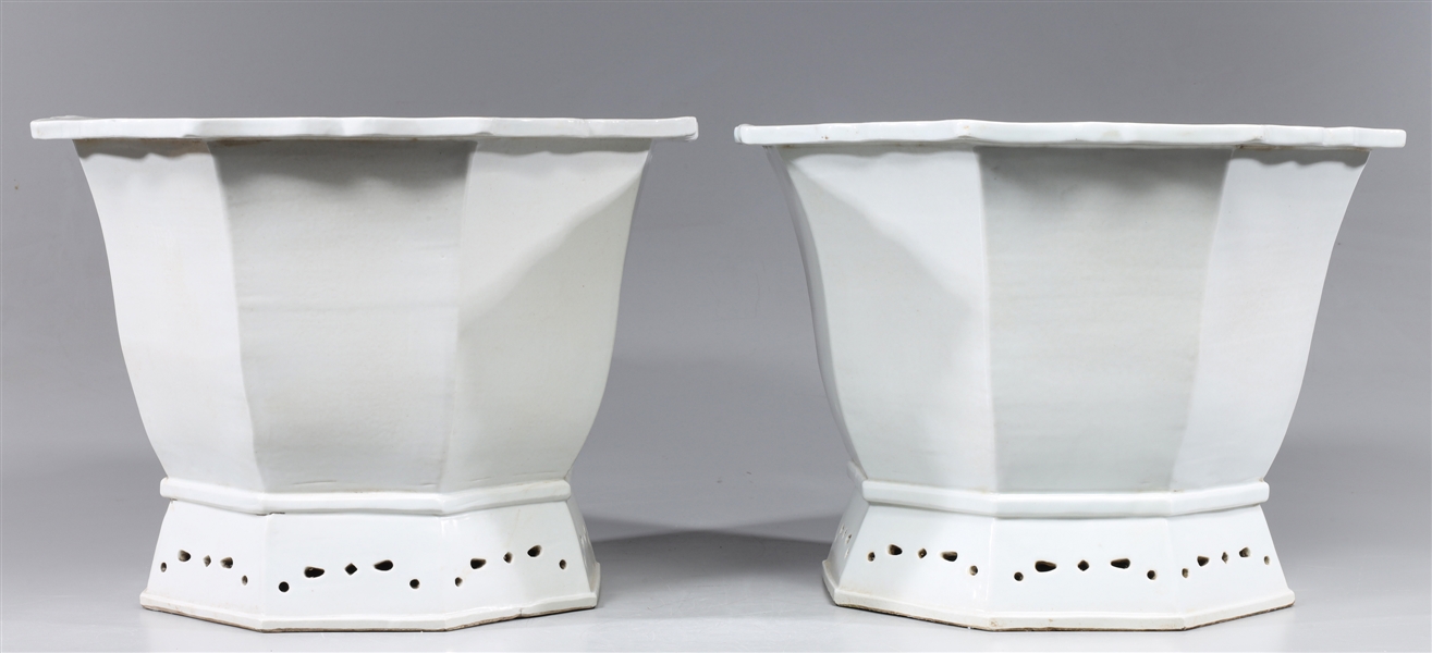 Pair of Chinese white glazed porcelain