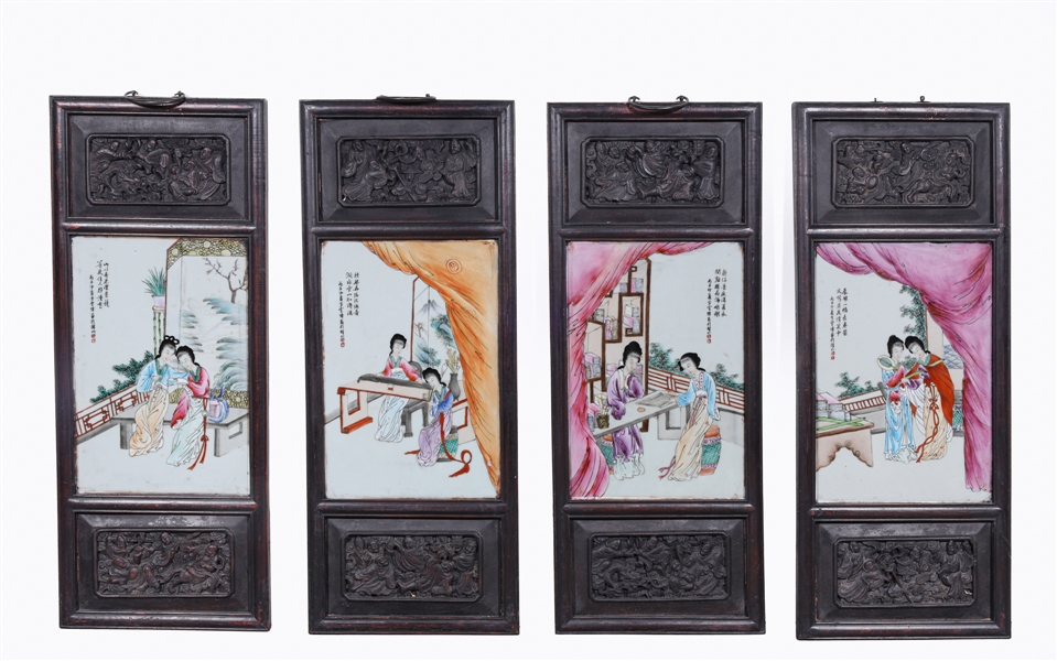 Group of four Chinese hand painted 303973