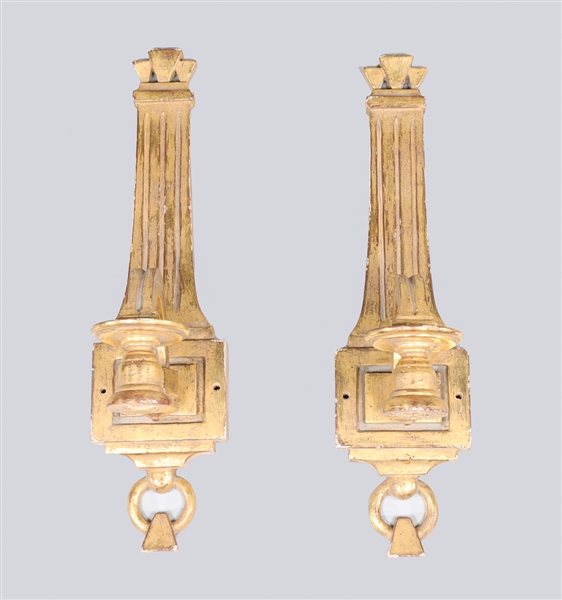 Two antique gilt wood candle sconces