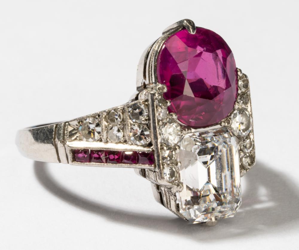 ART DECO PLATINUM, DIAMOND AND PINK