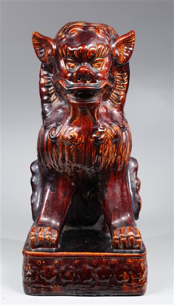 Large Chinese ceramic lion in brown 303abb