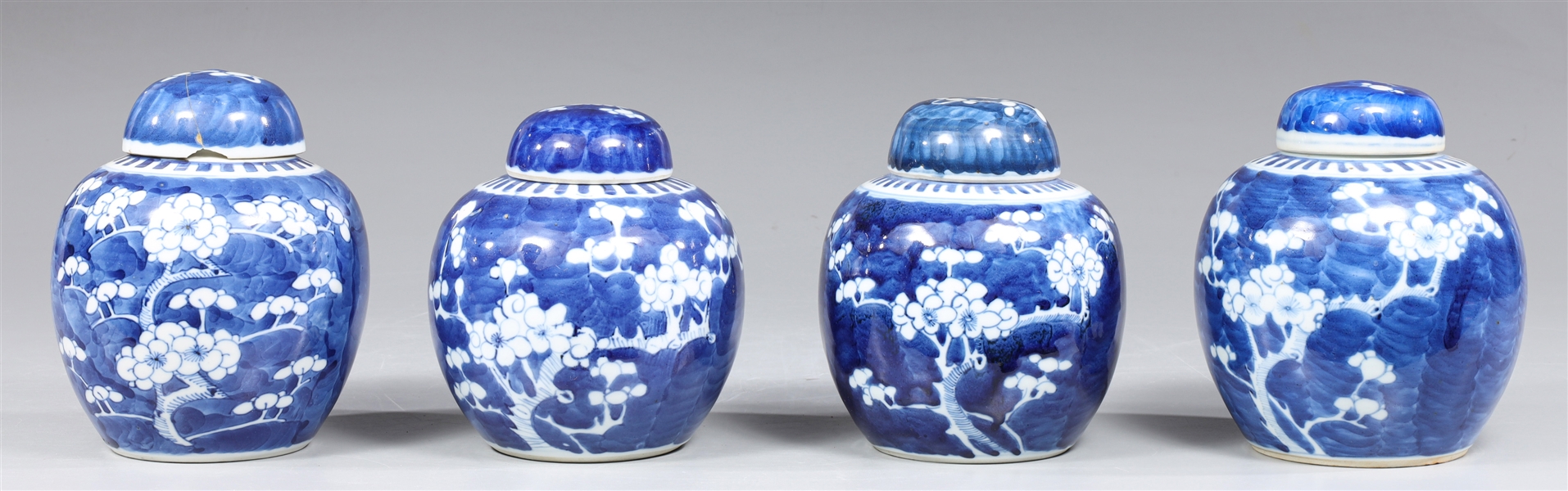 Group of four vintage Chinese blue
