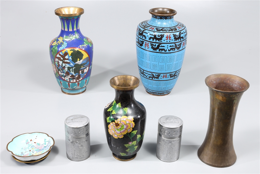 Group of eight Chinese metalworks