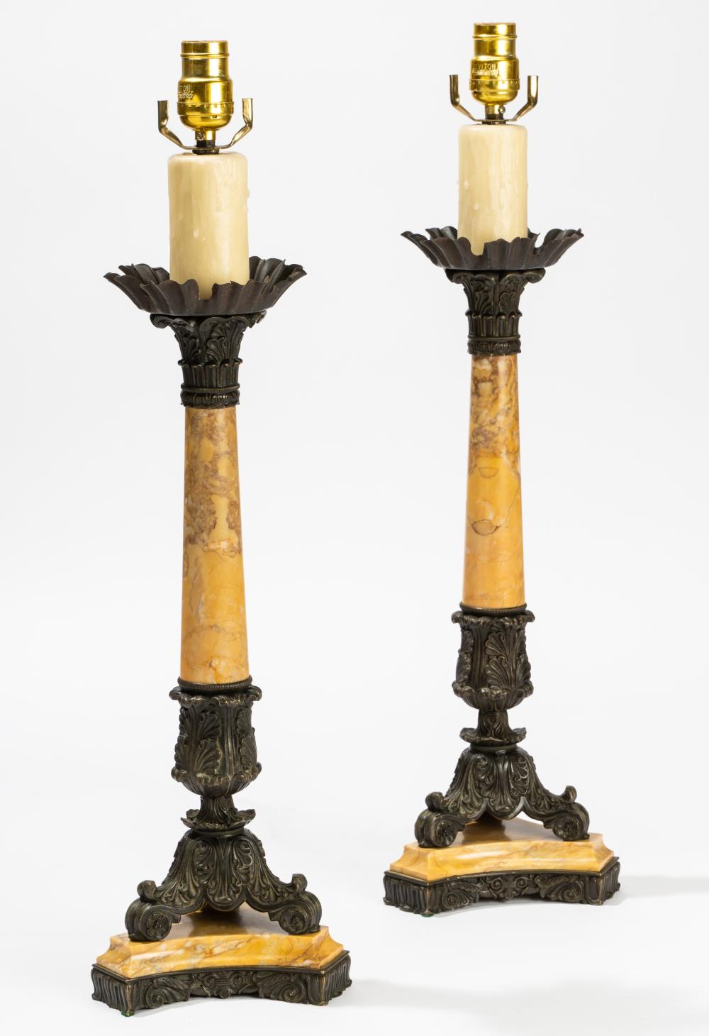 PAIR OF BAROQUE-STYLE PATINATED