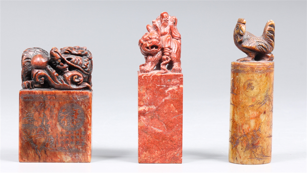 Group of three Chinese carved hardstone 303b54