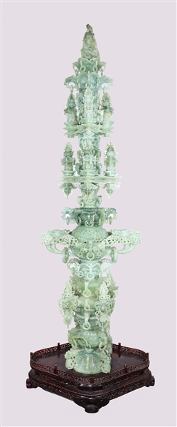 Tall green bowenite elaborate pagoda 303b6a