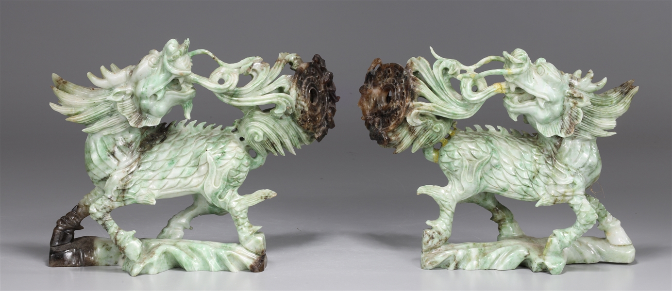 Pair Chinese Honan jade qilin 303b62