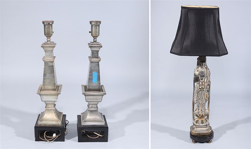 Group of three lamps, including