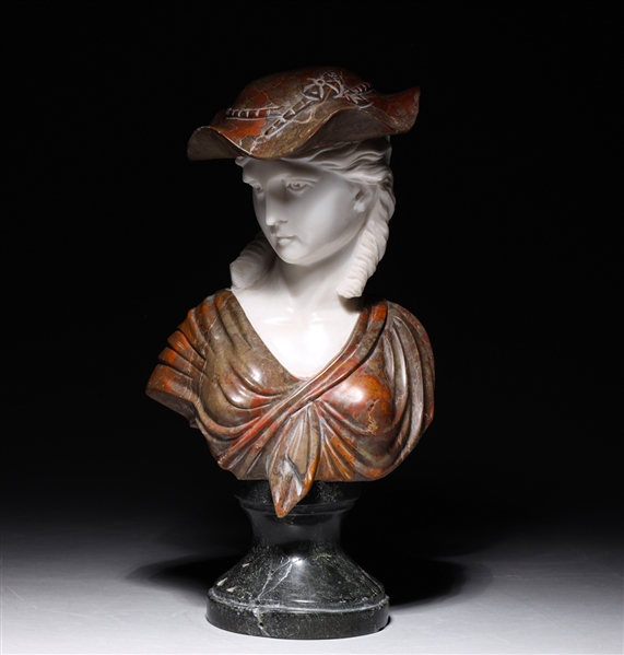 Vintage carved marble bust of woman