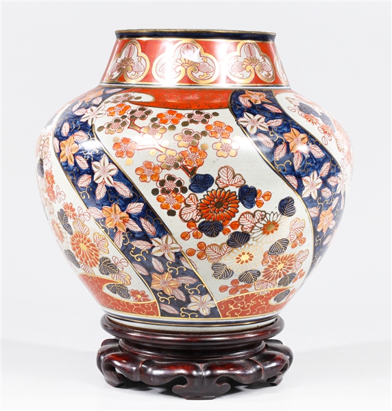 Japanese Imari jar with carved