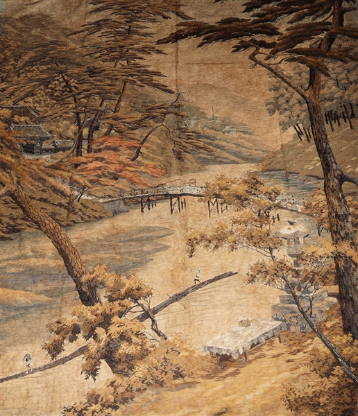 Large Japanese embroidered tapestry;