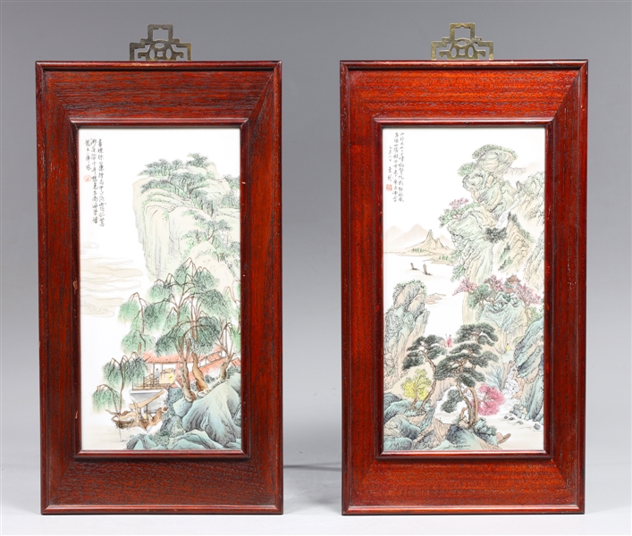Pair of vintage Chinese hand painted