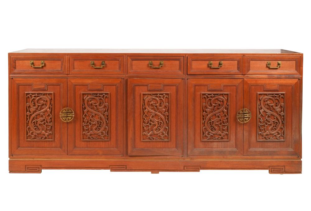 ASIAN STYLE CARVED WOOD SIDEBOARD 303d05