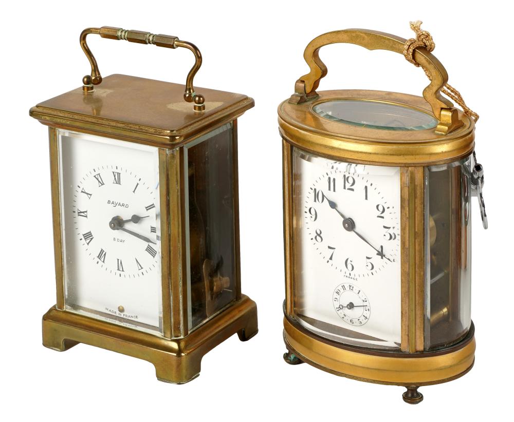 TWO FRENCH BRASS CARRIAGE CLOCKSTwo