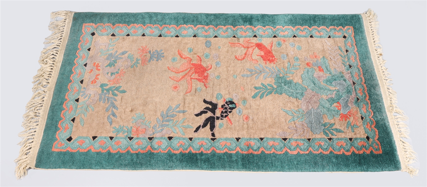 Vintage Chinese silk area rug depicting 303d50