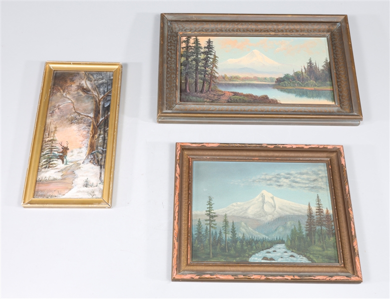 Group of three vintage oil on board