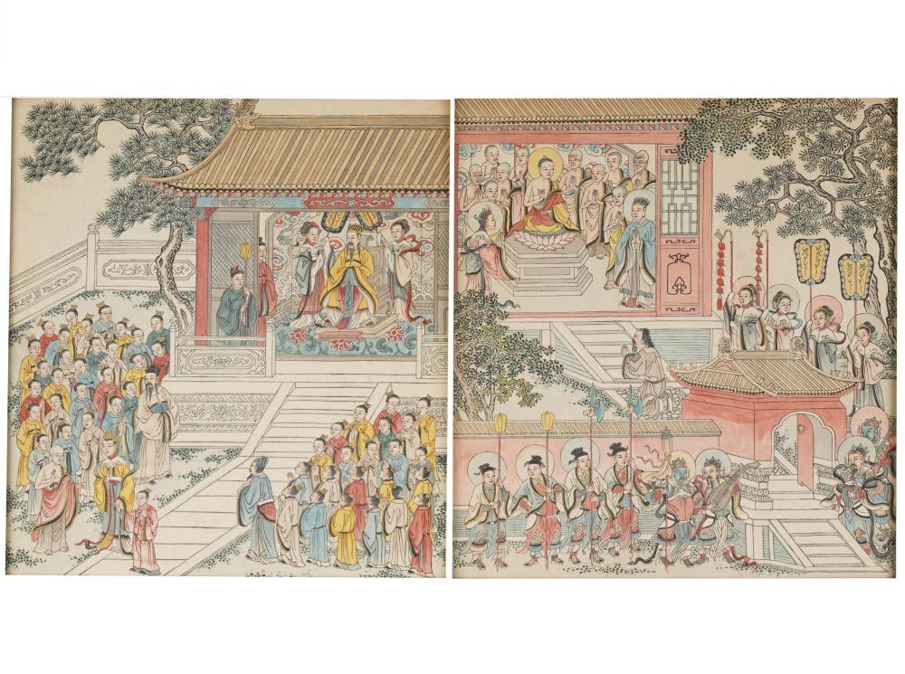 TWO CHINESE HAND-COLORED PRINTSTwo