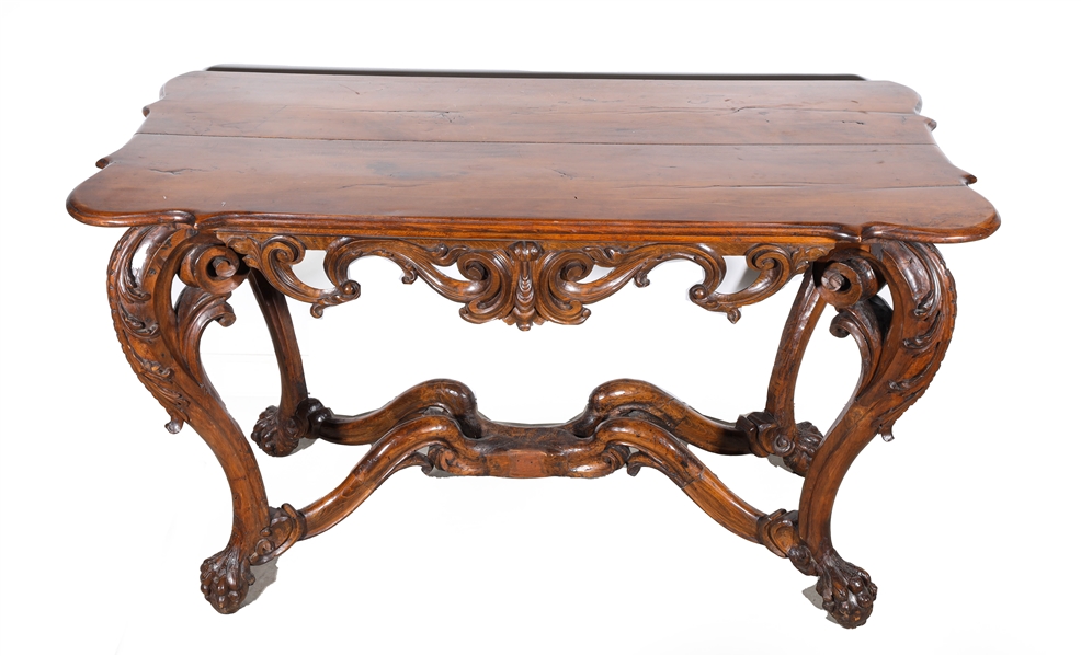 Carved Italian console table with