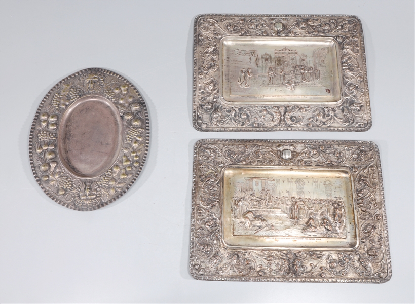 Group of three antique silver plate