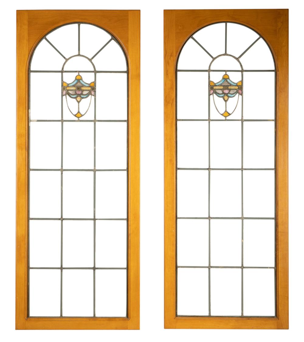 PAIR OF LEADED GLASS WINDOWSPair 303dcd